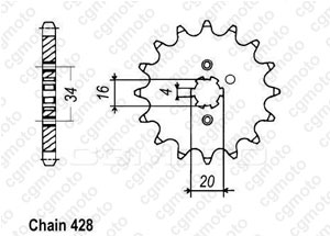 Kit chaine Beta RR 125 Trail AC