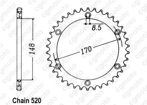 Kit chaine Cagiva 500 T4e T4r