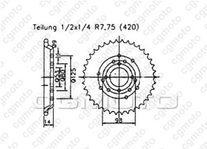 Kit chaine Derbi Senda 50 Sm Racer