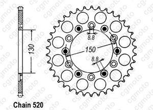 Kit chaine Honda Xr 250 Rg Rh