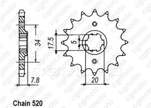 Kit chaine Honda Xr 250 Rj Rk