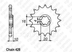 Kit chaine Hyosung 125 Gf/Cruise Ii