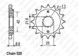 Kit chaine Kawasaki Bj 250 Estrella