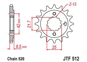 Kit chaine Kawasaki Zr 550 Zephyr