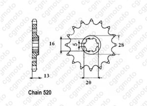 Kit chaine Tm 125 Cross/Enduro