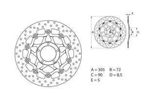 Disque de frein avant Brembo Serie ORO rond flottant Ducati 796 Hypermotard