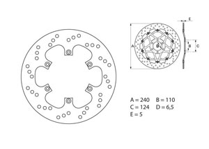 Disque de frein arrière Brembo Serie ORO rond fixe Aprilia PEGASO 125