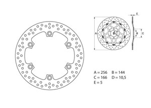 Disque de frein arrière Brembo Serie ORO rond fixe Honda CBR1100XX