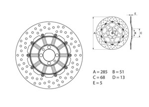 Disque de frein arrière Brembo Serie ORO rond fixe BMW K1100