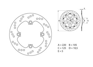 Disque de frein arrière Brembo Serie ORO rond fixe Honda CBR1000RR