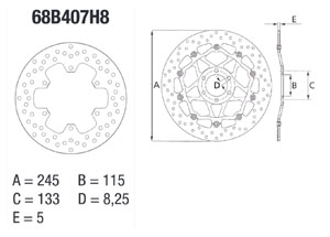 Disque de frein arrière Brembo Serie ORO rond fixe Yamaha FZS600 FAZER