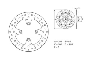 Disque de frein arrière Brembo Serie ORO rond fixe Ducati 1199 PANIGALE