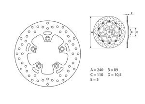 Disque de frein arrière Brembo Serie ORO rond fixe Suzuki GSF600 BANDIT