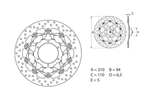 Disque de frein avant Brembo Serie ORO rond flottant