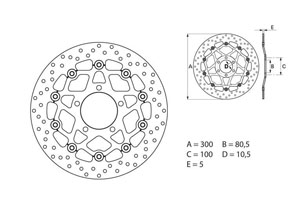 Disque de frein avant Brembo Serie ORO rond flottant Kawasaki ER6F/N