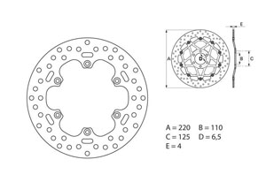 Disque de frein arrière Brembo Serie ORO rond fixe KTM EXC300 6 DAYS