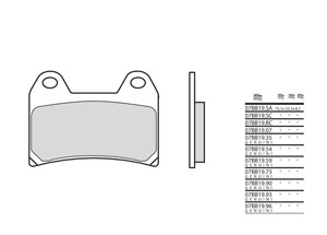 Plaquette de frein BREMBO type 07BB19LA métal fritté route