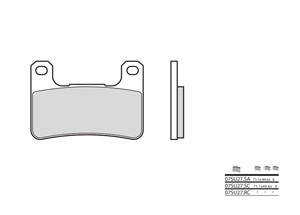 Plaquette de frein BREMBO type 07SU27LA métal fritté route