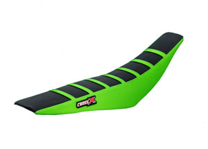 Housse de selle KAWASAKI KXF 250 06-08 KXF 450 06-08 TOP BLACK- SIDE GREEN-STRIPES GREEN (M211-3BGG)