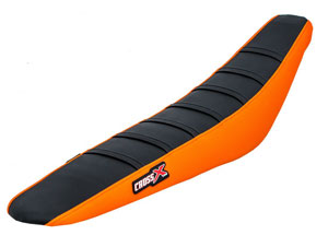 Housse de selle KTM SX 200 250 450 03,SX-SXF 125-525 03-06, EXC 04-07 TOP BLACK- SIDE ORANGE-STRIPES BLACK (M512-3BOB)