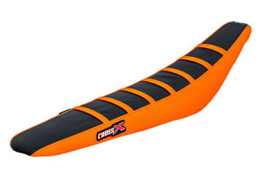 Housse de selle KTM SXF-SX 07-10, XC 08-11, EXC 08-11 TOP BLACK- SIDE ORANGE-STRIPES ORANGE (M513-3BOO)