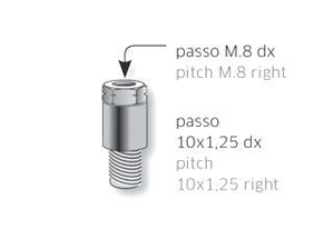 Adaptateur de Rétroviseur Mâle M10 x 1.25 / Femelle M8 x 1.25 couleur Alu