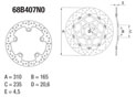 Disque de frein avant Brembo Serie Oro rond fixe type 68B407N0