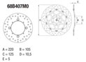 Disque de frein arrière Brembo Serie Oro rond fixe type 68B407M0