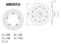 Disque de frein arrière Brembo Serie Oro rond fixe type 68B407L0